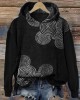 Simple Sea Waves Japanese Lino Art Cozy Hoodie