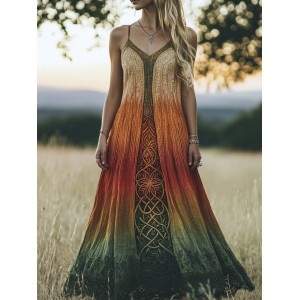 Viking Celtic Knot Print Women's Vintage Halter Dress