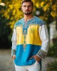 Men's Ukrainian Embroidered Trident Contrast Shirt