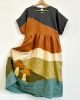 Mushroom Landscape Colorblock Patchwork Linen Dress Mushroom Landscape Colorblock Patchwork Linen Dress