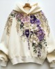 Women's Flowers Beaded Embroidered Art Cozy Hoodie Women's Flowers Beaded Embroidered Art Cozy Hoodie