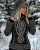 Women's Viking Style Knitted Jacquard Hooded Sweater