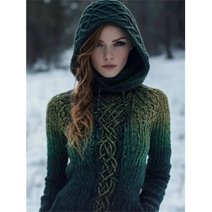 Vintage Celtic Mystical Gradient Cozy Hooded Sweater