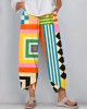 Women's Abstract Art Geometric Pattern Linen Blend Pants Women's Abstract Art Geometric Pattern Linen Blend Pants