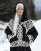 Women's Viking Tribal Jacquard Celtic Inspired Chunky Knit Hooded Sweater