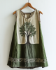 Women's Viking Tree Of Life Celtic Knot Pattern Art Linen Sleeveless Top