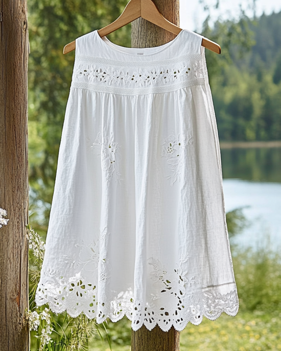 Women's Lace Floral Sleeveless Linen Top Women's Lace Floral Sleeveless Linen Top