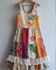 Floral Pattern Lace Patchwork Linen Blend Dress Floral Pattern Lace Patchwork Linen Blend Dress