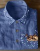 Sleeping Deer Forest Embroidered Linen Blend Blouse Sleeping Deer Forest Embroidered Linen Blend Blouse