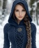 Women's Viking Style Knitted Cozy Hooded Sweater