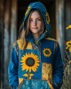 Ukraine Ethnic Sunflowers Embroidered Patchwork Hoodie Ukraine Ethnic Sunflowers Embroidered Patchwork Hoodie