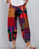 Women's Vintage Geometric Pattern Linen Blend Pants Women's Vintage Geometric Pattern Linen Blend Pants