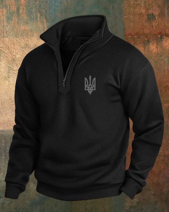 Men's Ukraine Trident Print Zip Sweatshirt Men's Ukraine Trident Print Zip Sweatshirt