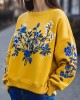 Ukraine Ethnic Floral Embroidered Crewneck Comfy Sweatshirt Ukraine Ethnic Floral Embroidered Crewneck Comfy Sweatshirt