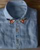 Cottage Humming Birds Floral Embroidered Linen Blend Blouse Cottage Humming Birds Floral Embroidered Linen Blend Blouse