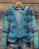 Sea Waves Inspired Knit Art Cozy Hooded Cardigan Sea Waves Inspired Knit Art Cozy Hooded Cardigan