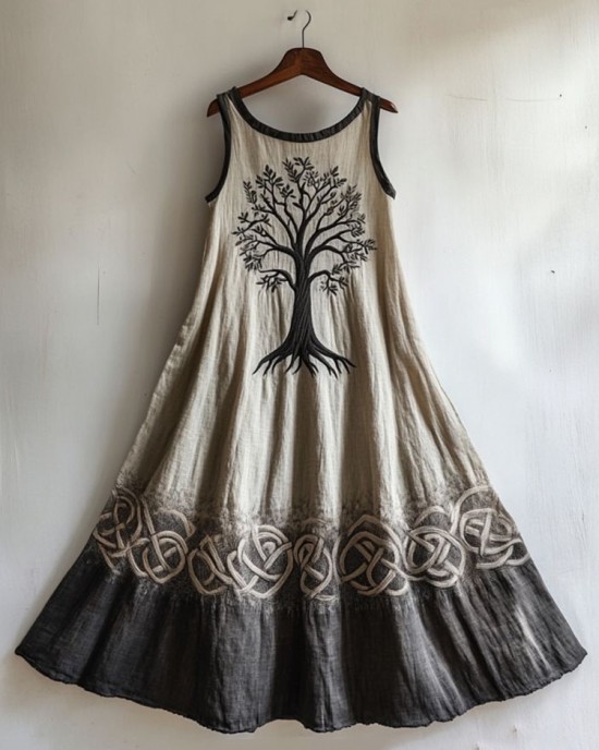 Viking Life Of Tree Celti Art Linen Tank Dress