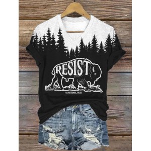 Resist Alt Us National Park Buffalo Forest Contrast T Shirt