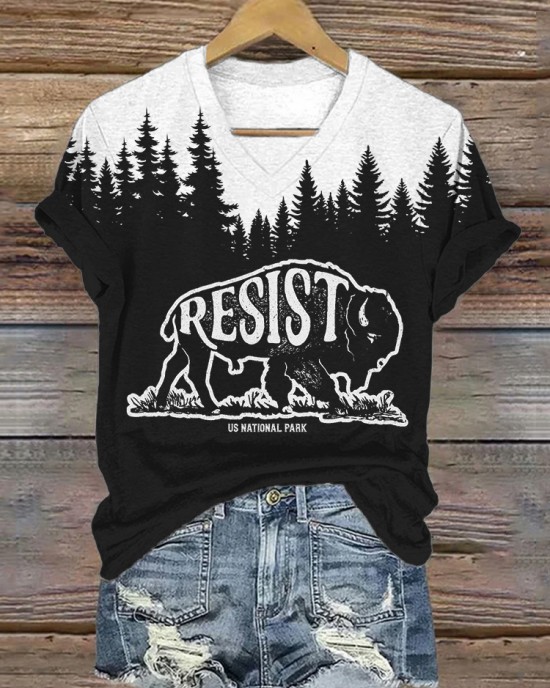 Resist Alt Us National Park Buffalo Forest Contrast T Shirt Resist Alt Us National Park Buffalo Forest Contrast T Shirt