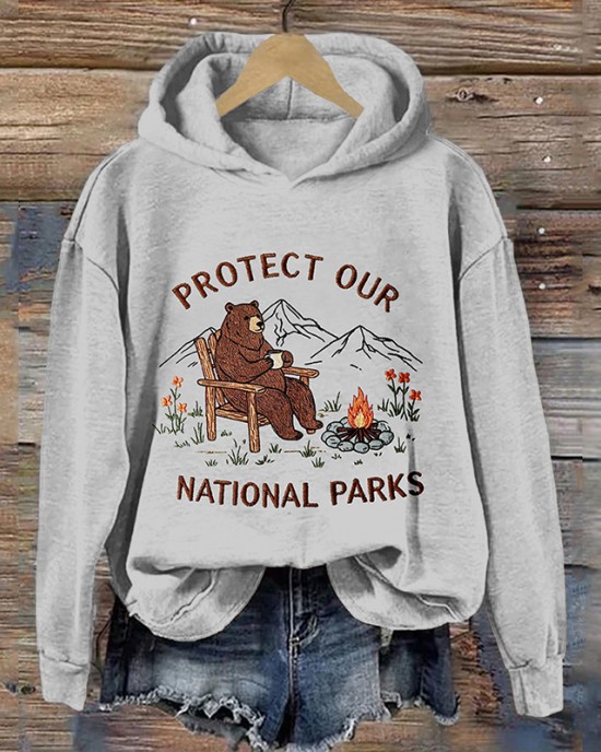Protect Our National Parks Embroidered Vintage Cozy Hoodie Protect Our National Parks Embroidered Vintage Cozy Hoodie