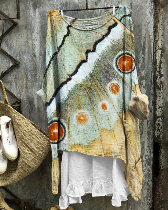 Forest Butterfly Wings Art Flowy Linen Blend Tunic