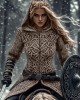 Women's Viking Tribal Jacquard Celtic Chunky Knit Zip-up Hooded Sweater