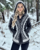Women's Vintage Celtic Knot Jacquard Cozy Knit Hooded Cardigan