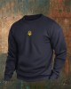 Men's Ukraine Trident Embroidered Crew Neck Casual Sweatshirt Men's Ukraine Trident Embroidered Crew Neck Casual Sweatshirt