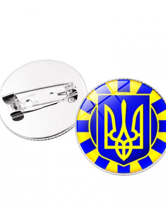 Ukrainian Flag Time Gem Brooch