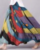 Vintage Boho Color Block Flowy Wide Skirt