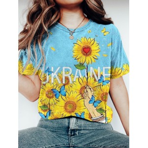 Ukrainian Sunflower Print Women's T-shirt