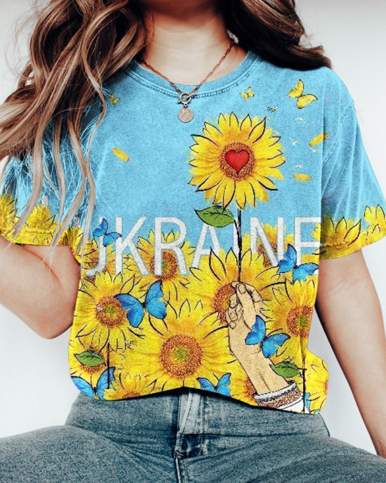 Ukrainian Sunflower Print Women's T-shirt Ukrainian Sunflower Print Women's T-shirt