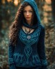 Peacock Inspired Celtic Jacquard V Neck Sweater