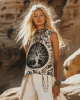 Women's Viking  Tree Of Life Tribal  With Celtic Knot Pattern Art Linen Sleeveless Top