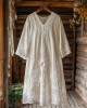 Retro Floral Embroidery Lace Art Linen Blend Maxi Dress Retro Floral Embroidery Lace Art Linen Blend Maxi Dress