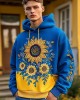 Men's Ukrainian Sunflower Embroidered Cozy Hoodie