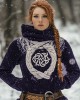 Women's Viking Tribal Jacquard Celtic Inspired Chunky Knit Hooded Sweater Women's Viking Tribal Jacquard Celtic Inspired Chunky Knit Hooded Sweater