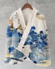 An Evening View Of Fuji Art Fleece Kimono Cardigan An Evening View Of Fuji Art Fleece Kimono Cardigan