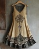 Viking Celtic Tree Of Life Patchwork Linen Tank Dress