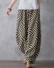 Wavy Checkerboard Pattern Linen Blend Comfy Pants