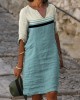 Classy Morandi Colorblock Notch Neck Midi Dress