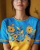 Ukraine Ethnic Floral Embroidered Contrast Color T Shirt