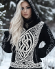Women's Viking Style Celtic Knot Knitted Jacquard Hooded Sweater Women's Viking Style Celtic Knot Knitted Jacquard Hooded Sweater
