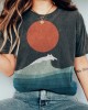 Cat Sea Wave Sunrise Japanese Art Vintage T Shirt Cat Sea Wave Sunrise Japanese Art Vintage T Shirt