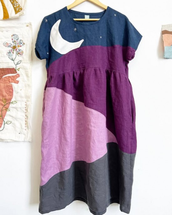 Night Sky Inspired Colorblock Patchwork Linen Dress Night Sky Inspired Colorblock Patchwork Linen Dress