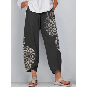 Women's Geometric Abstract Art Linen Blend Pants