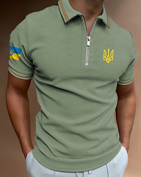 Men Support Ukrainian Trident Symbol Polo Shirt Men Support Ukrainian Trident Symbol Polo Shirt
