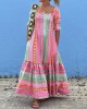 Vintage Geometric Color Block Bohemian Leisure Holiday Pleated Patchwork Half Sleeve Square Neck Colorful Midi Dress