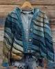 Beach Sea Waves Inspired Knit Art Cozy Hooded Cardigan Beach Sea Waves Inspired Knit Art Cozy Hooded Cardigan