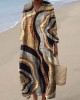 Vintage Geometric Art Linen Blend Maxi Dress Vintage Geometric Art Linen Blend Maxi Dress